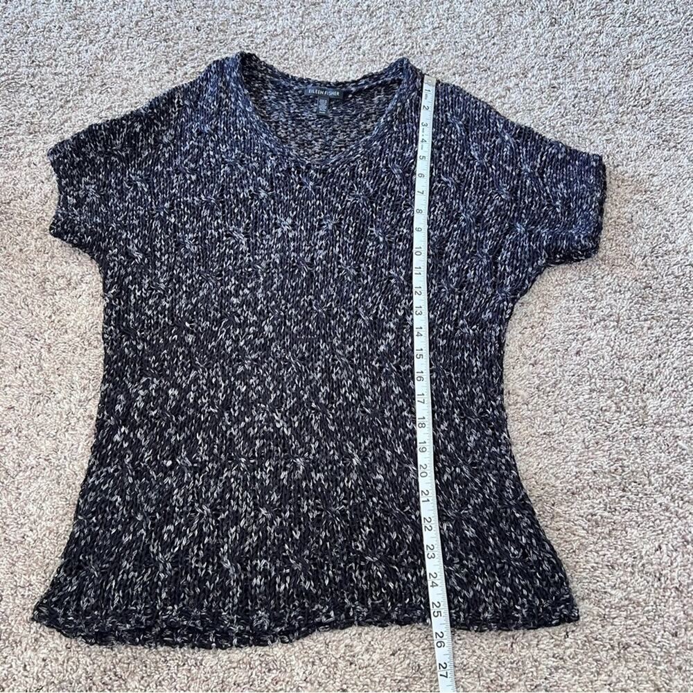 Eileen Fisher Ribbon Yarn Black Short Sleeve‎ Sweater - Picture 13 of 14